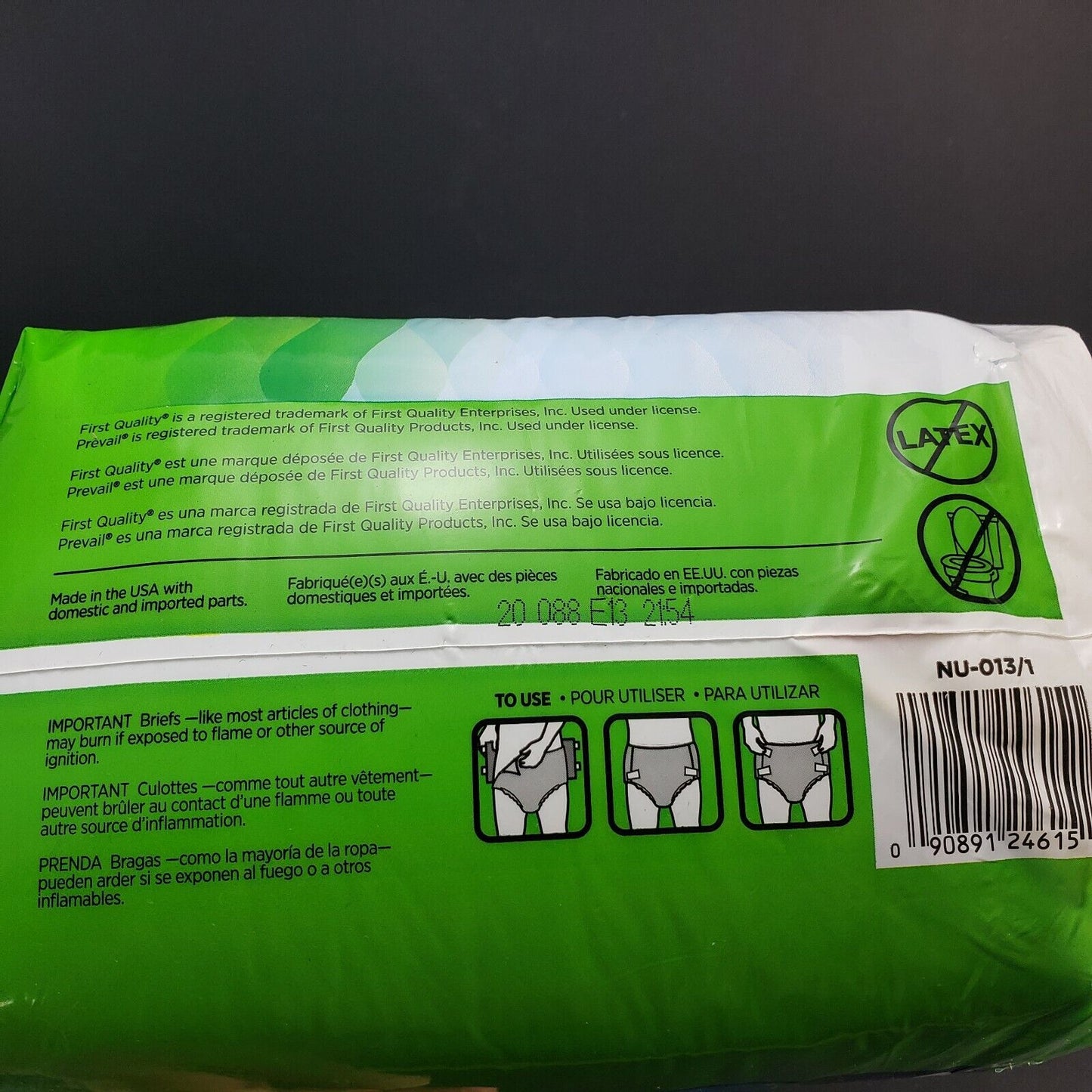 Prevail Nu-Fit Incontinence Brief Large Breathable NU-013/1 Maximum 18 Count