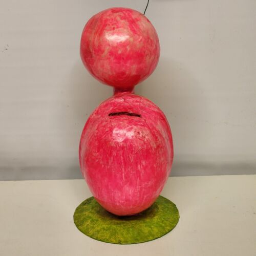 Paper Mache Ladybug Bank DeSela Pink 1960's Signed 9-1/2" Mod Groovy Turtle