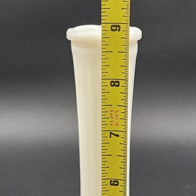 Carr Lowrey White Milk Glass Bud Vase Pedestal Vertical Design 8.7" Vtg