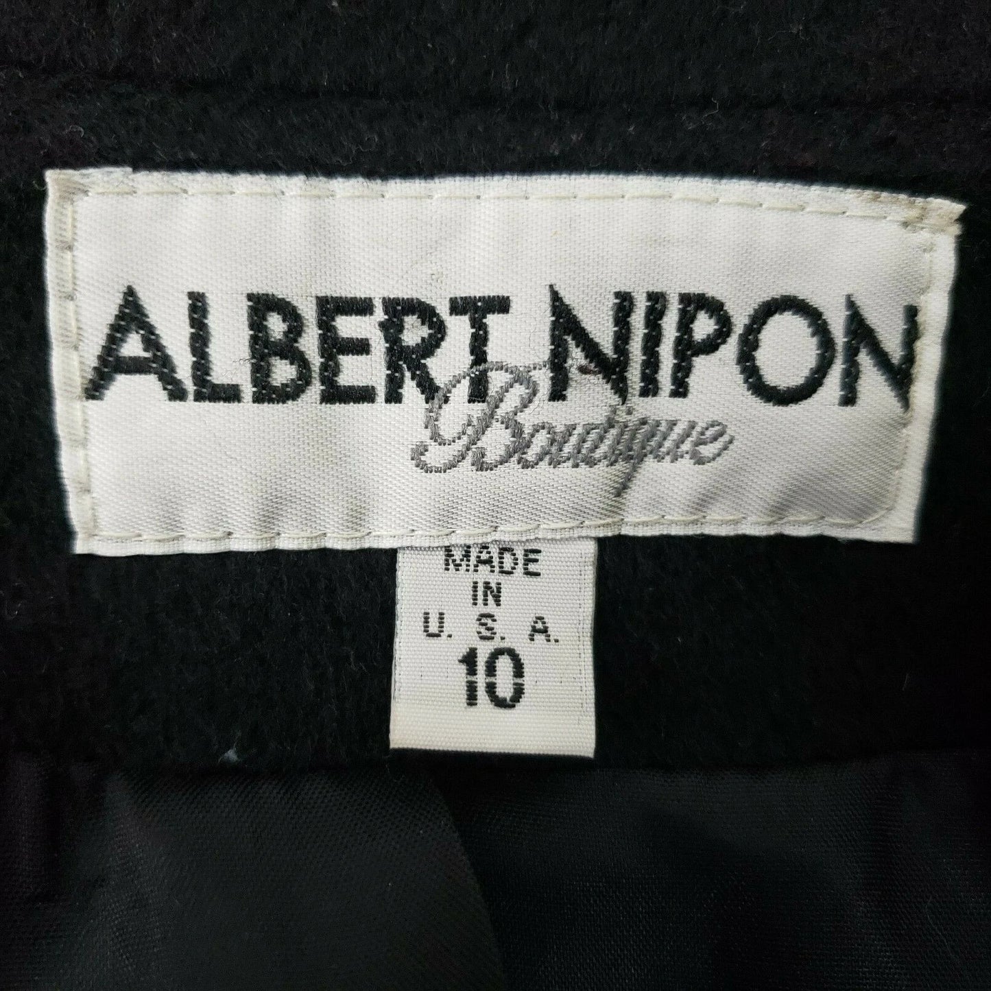 Albert Nipon Black Wool Maxi Coat Faux Fur Collar Cuffs Size 10 Vintage Elegant