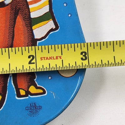 Set of 3 Tin Litho Toy Noisemakers 4.5" Circus Party Grinders 1940s Vintage