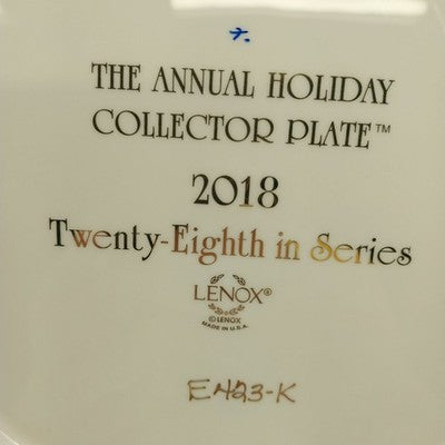 Lenox 2018 Annual Collection Christmas Plate 28th Series Numbered Cabin Deer