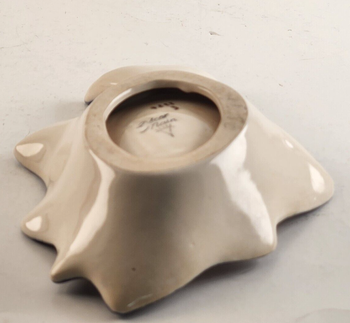 Vintage Tell UK Ceramic Nautical Trinket Dish Sailboat Fish Signed Tray