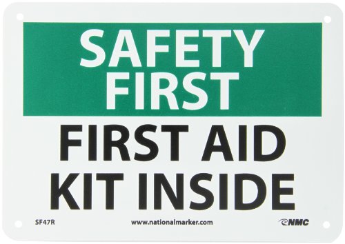 NMC SF47R OSHA Safety First First Aid Kit Sign 10"x7" Plastic Black/Green on White