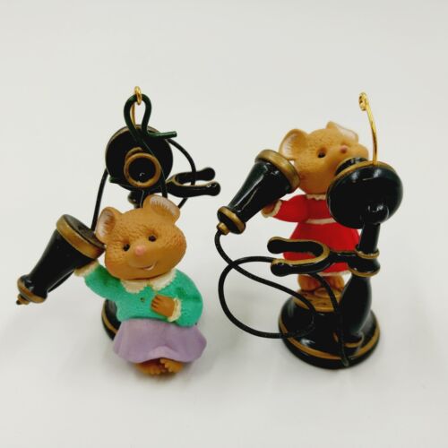 Set of 2 Hallmark Keepsake 1999 Christmas Ornaments Friendship Hello Hello VTG