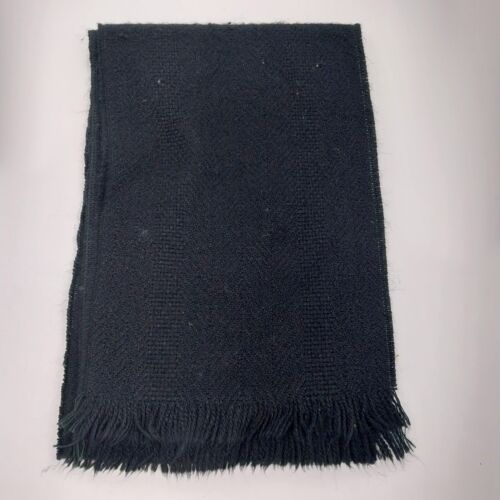 Black Fringe Scarf Knit Herribone Checked Patterns 40"x6" Winter Warm Neck
