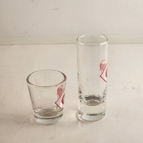 Set of 2 Cincinnati Reds Clear 2 Oz Game Day Shot Glasses Vintage MLB Baseball