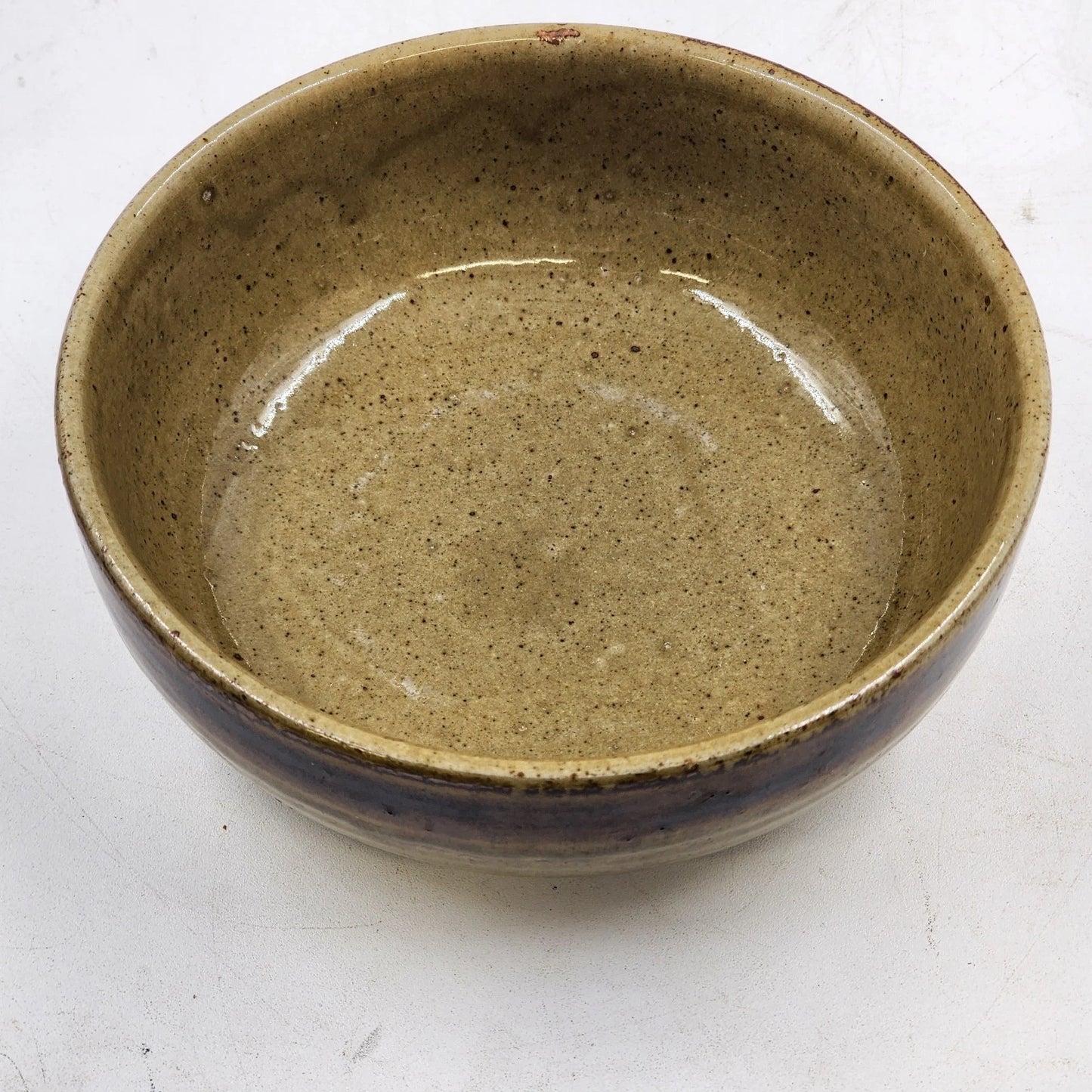Speckled Glazed Bowl Stoneware Studio Pottery Gradual Turned Sides 6”x2”