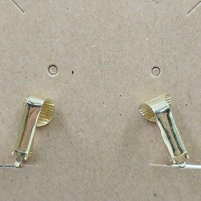 Gold Tone Tulip Flower Small Clip On Earrings .75" x .5" Vintage Jewelry Fashion