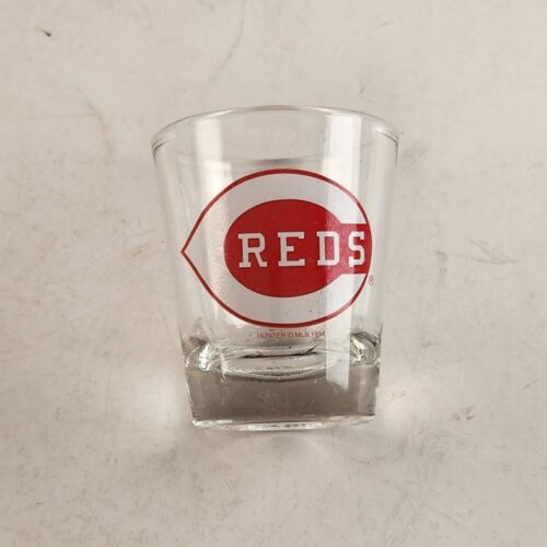 Set of 2 Cincinnati Reds Clear 2 Oz Game Day Shot Glasses Vintage MLB Baseball