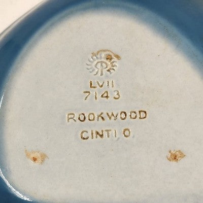 Rookwood Teal Trinket Dish Ashtray Art Pottery Abstract Shaped Glossy 7" x 7.5"