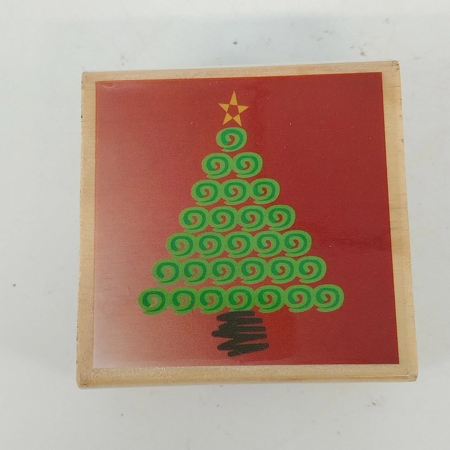 Vintage Christmas Wooden Rubber Stamp Set Snowman Tree Crafts