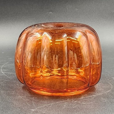 Orange Glass Pumpkin Shape Cookie Jar Candy Dish with Lid Anchor Hocking