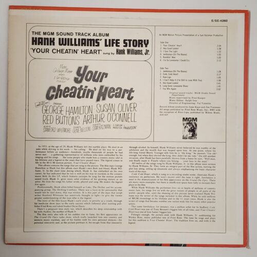 YOUR CHEATIN' HEART Soundtrack sung by Hank Williams Jr LP Vinyl Record 1964 MGM