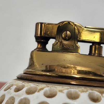 Swank Golf Ball Table Lighter Japan 1960s Ceramic 4" Needs Fluid & Flint Vintage