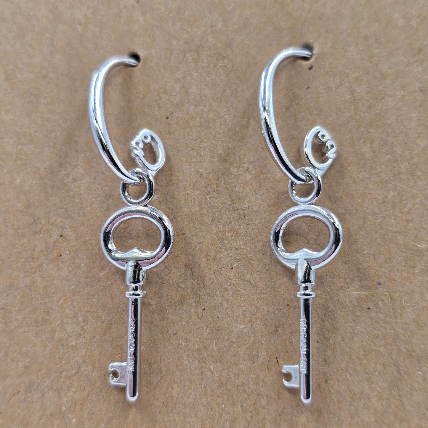 Origami Owl Authentic Silver Tone Classic Traditional Keys Dangle Earrings