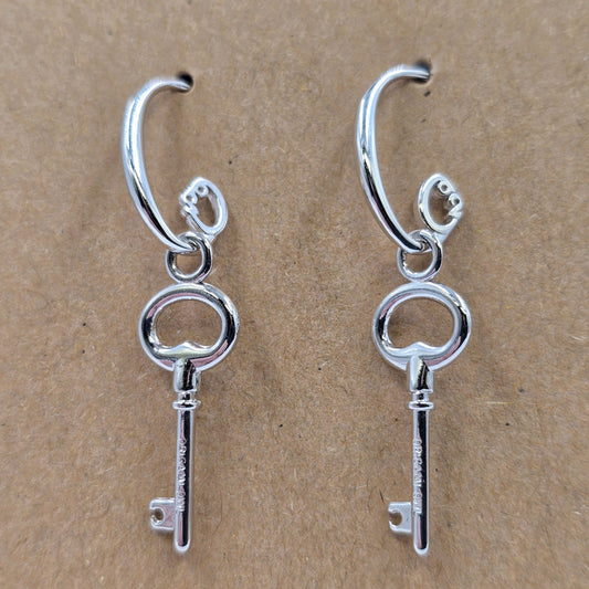 Origami Owl Authentic Silver Tone Classic Traditional Keys Dangle Earrings