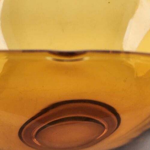 Indiana Glass Amber Salad Chip Bowl Tri Fold Vintage Mid Century Modern 9" x 5"