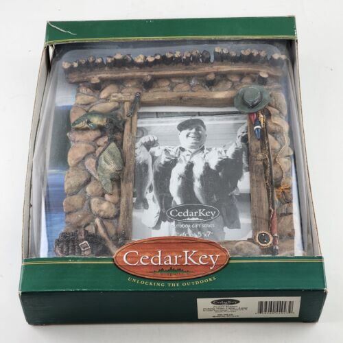 Cedar Key Picture Frame Large Fishing Cabin For Picture Sizes 4x6" or 5x7" NOS