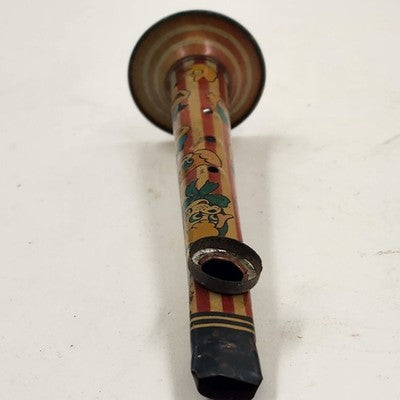 Metal Tin Lithographed Horn Vintage Kazoo 6.75"x2" with Comic Animal Characters