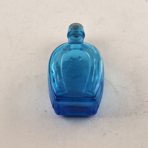3 Horseshoe Bottle Salt Pepper Blue Amber Miniature 3.25" Glass Bitters