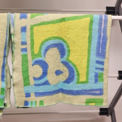 Set of 4 Dinner Napkins Cloth in Blue Green Abstract Geometric Pattern 16.5"long