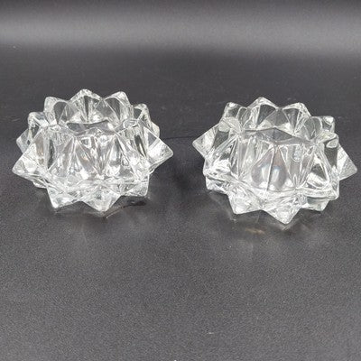 Avon Gem Glow Starburst 3" x 2" Votive Candle Holders Vintage Pair Set 1970's