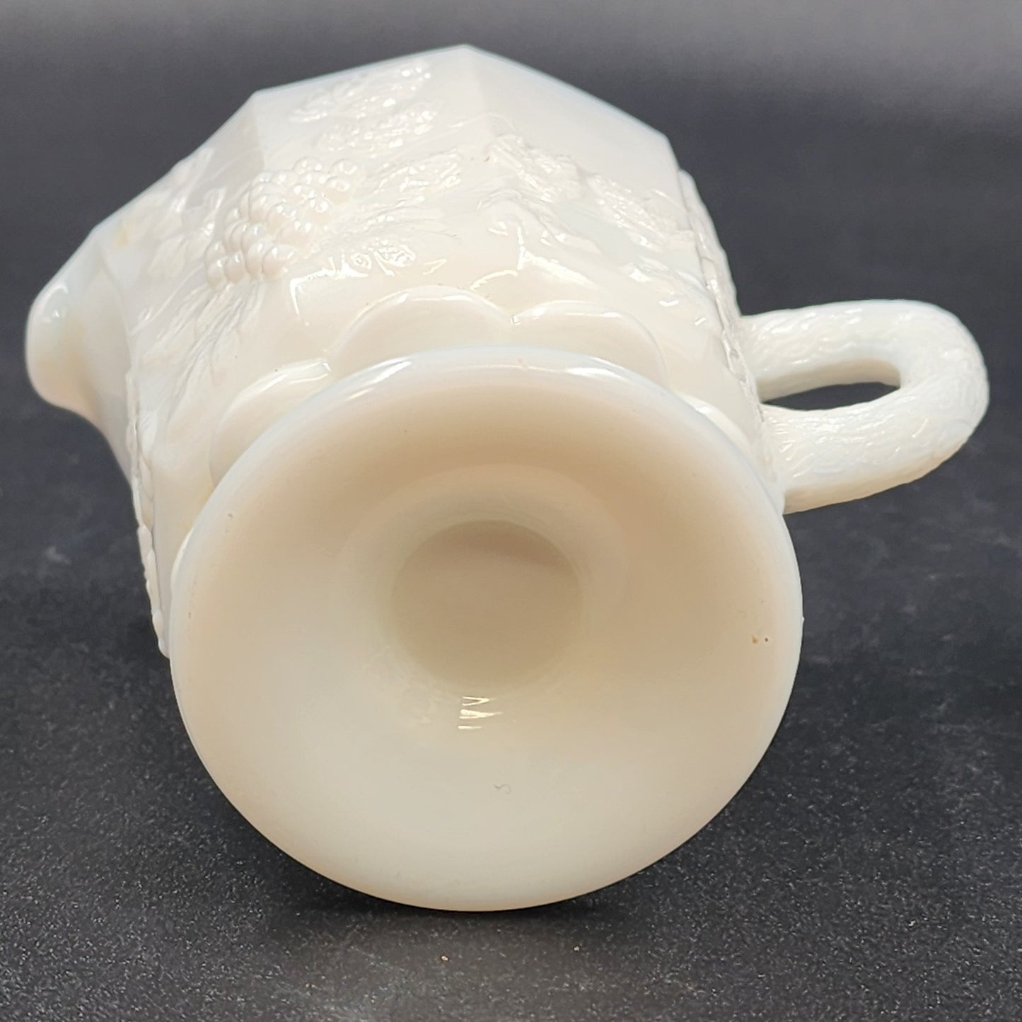Milk Glass Creamer and Sugar Set Westmoreland Grape Pattern 8-Sided Pedestal Vtg