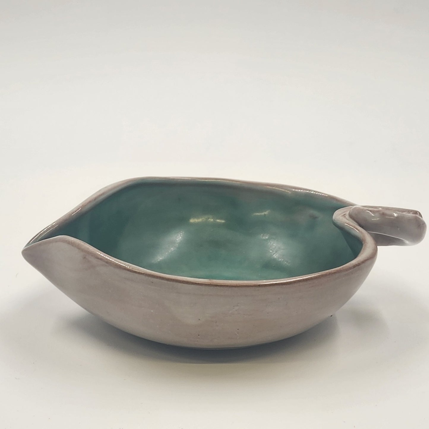 Stangl Pottery Candy Leaf Dish Turquoise Inside Gray Outside No 3787 MCM USA