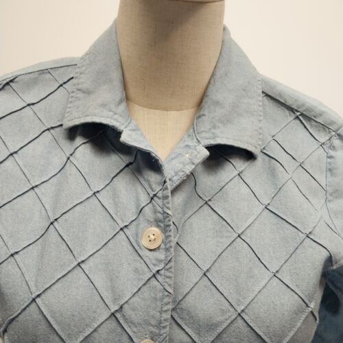 Talbots Short Sleeve Dress Size 4 Blue Pintuck Bodice Pockets 49" Long