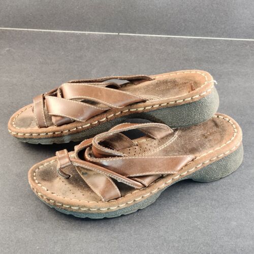 Women's Rugged Outback Vintage Brown Leather Open Toe Sandal Size 6½