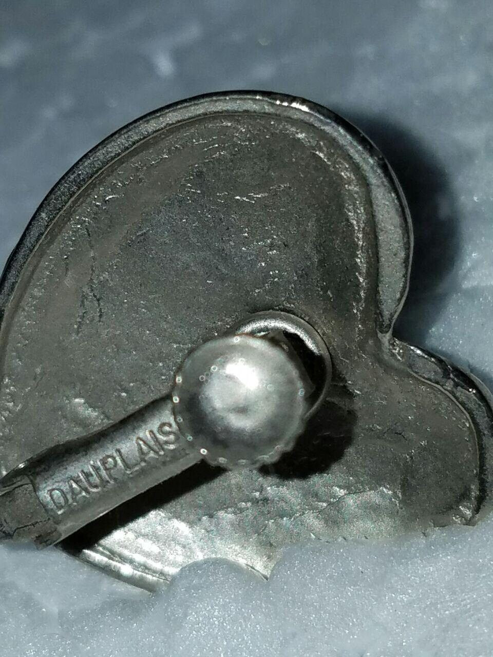 Vintage Silver Dauplais Screw On Earrings Heart Shape 1980's