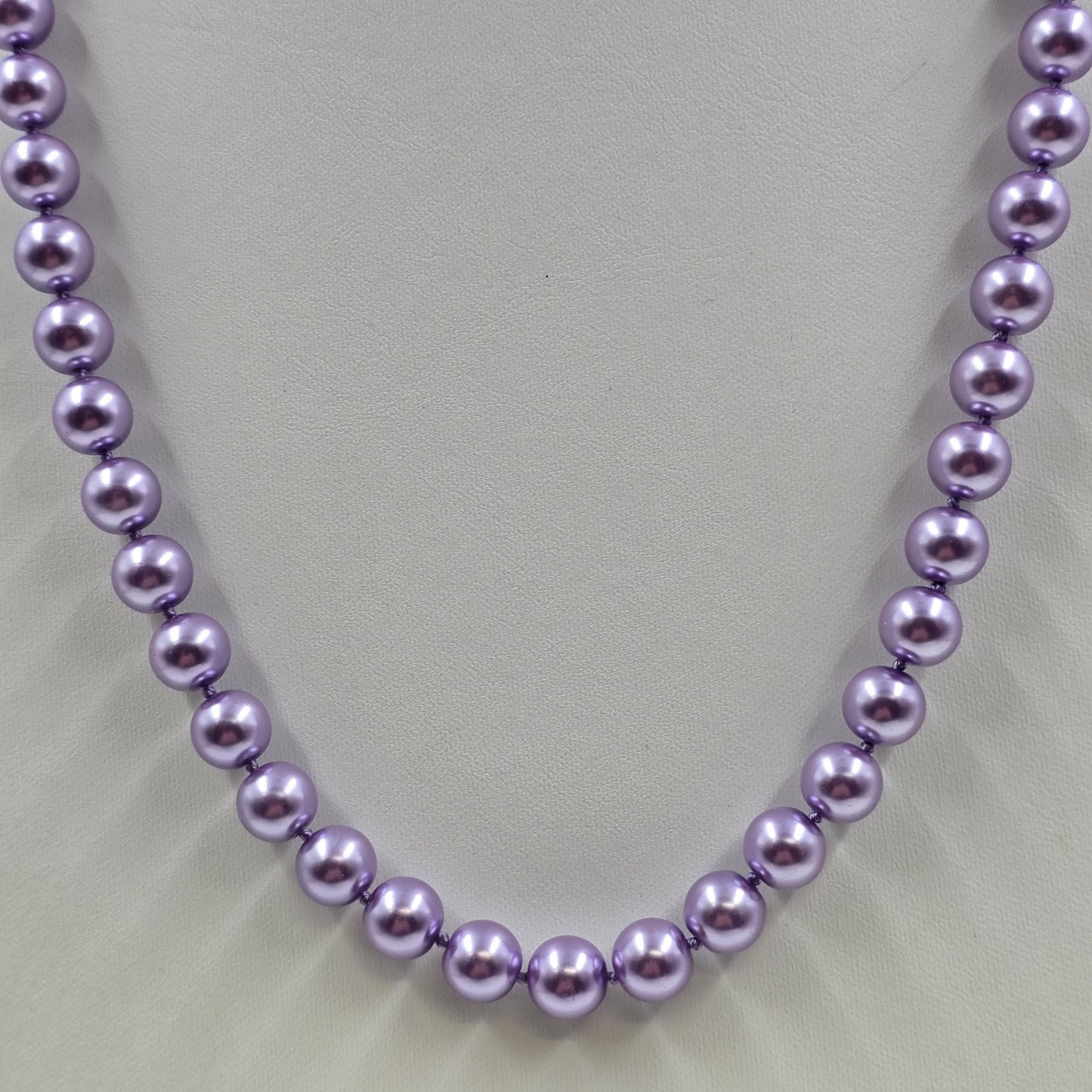 Purple Lavender Shiny Faux Pearl Beads Necklace Adjustable Length