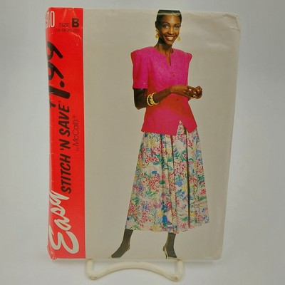 McCalls Stitch N Save 6910 Sewing Pattern Ladies Suit Skirt Top Uncut Size 16-22