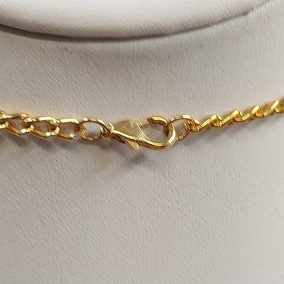 Murano Millefiori Glass Pendant Necklace Gold Tone Chain 22" Vtg Lobster Claw