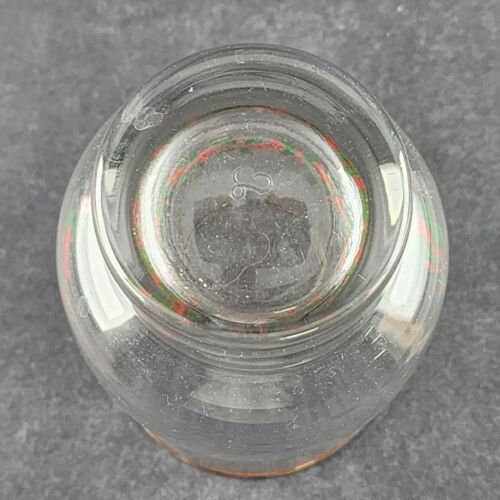 One Libby 14 oz Drink Glass Holly Berry and Red Ribbon Design 3.25" w x 5.25" h