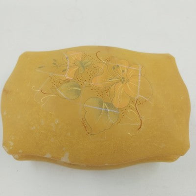 Genuine Alabaster Trinket Jewelry Box Hinged Lid 4" Hand Craft Italy George Good