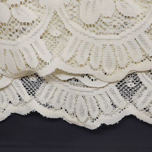 Ecru Lace Cotton Tablecloth 58" x 100" Large Floral Scallop Edge
