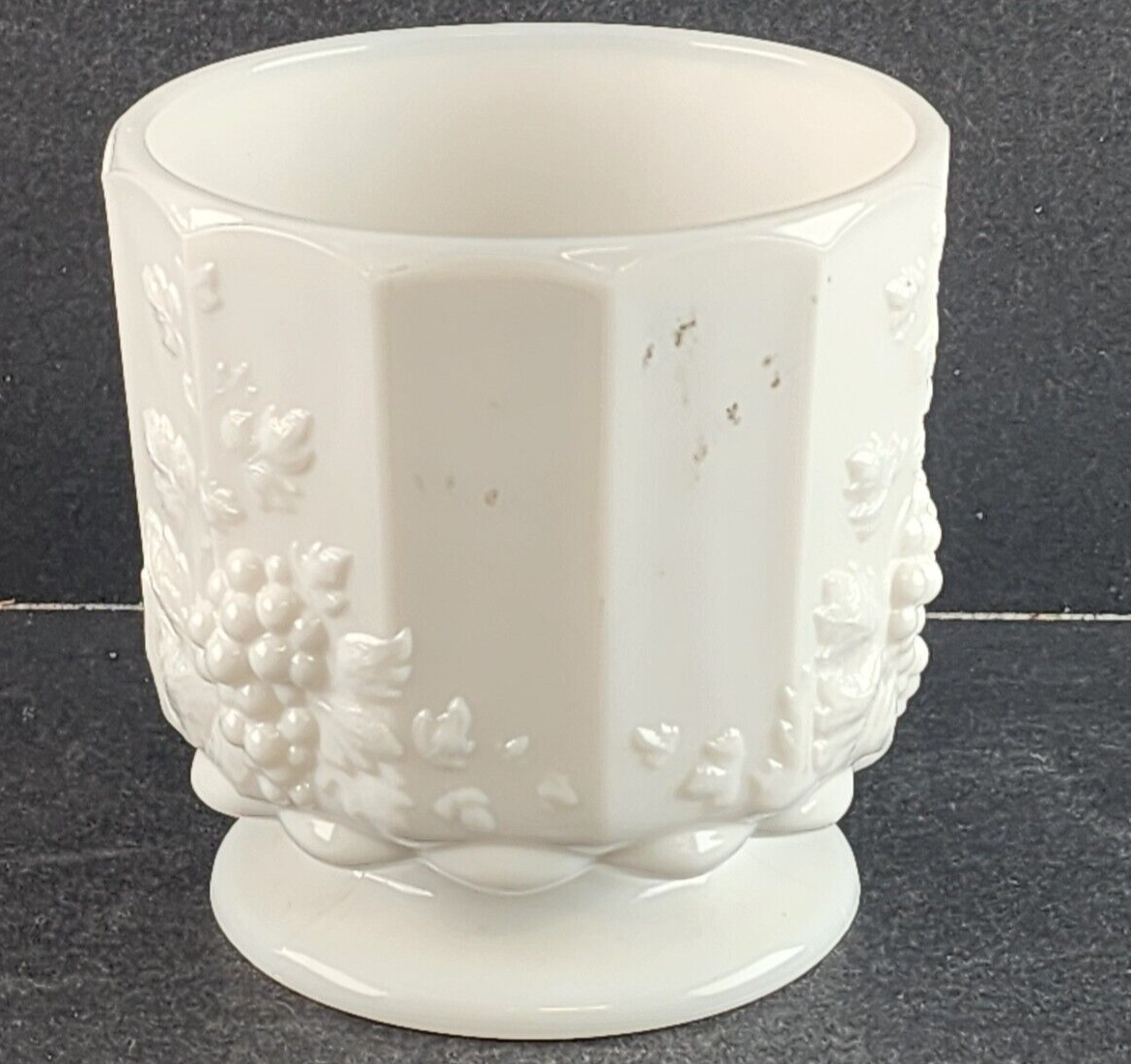Footed Open Sugar Bowl Paneled Grape Milk Glass by Westmoreland 3.75" Across