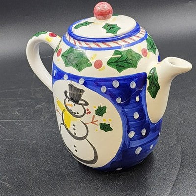 Chocolate Pot and Lid by Present Tense Italy Hand Painted Nine Cups 8.75"h x 6"d