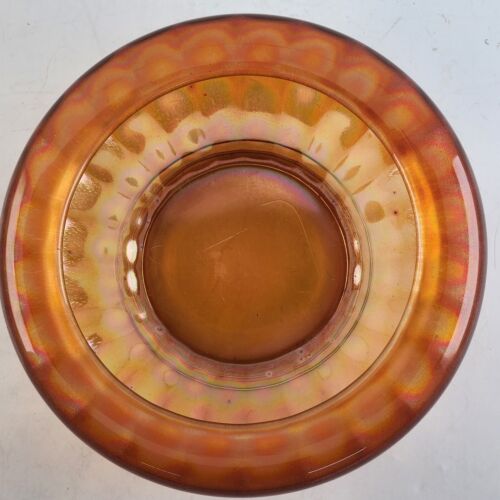 Imperial Glass Footed Bowl Carnival Marigold Wide Panel Rolled Top Vintage