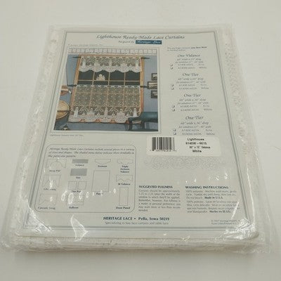 Heritage Lace White Lighthouse Valance 60x15 Sealed Window Curtain Coastal Decor