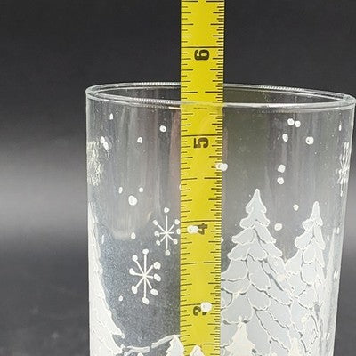 2 Avon Winter Scene Horse & Sleigh Drinking Glasses 2.8"d x 6.25"h Vintage 1995