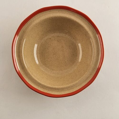England Stoneware Bowl Cereal Omar Ware English Beige Orange Trim 6"