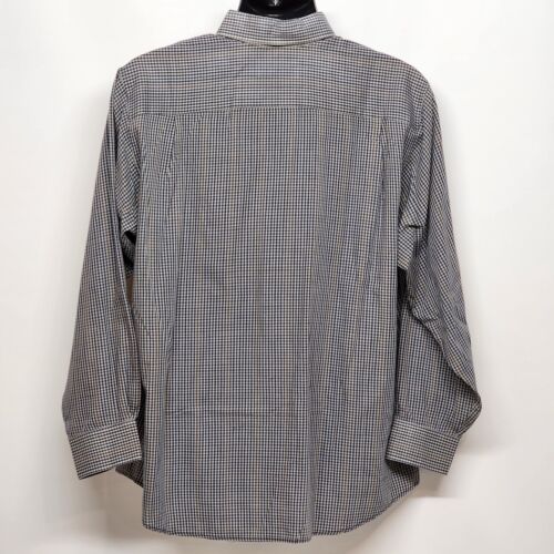 David Taylor Men’s Long Sleeve Navy Blue And White Plaid Button Down Shirt