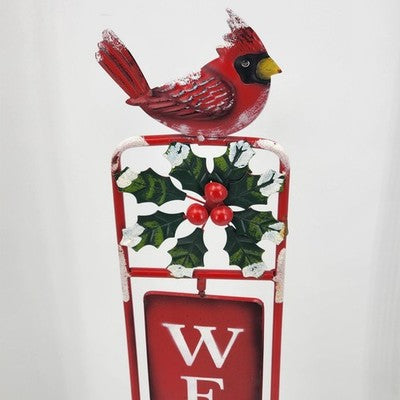 Holiday Metal Sign Porch WELCOME Free Standing Rotates Outdoor Home Decor 38"h