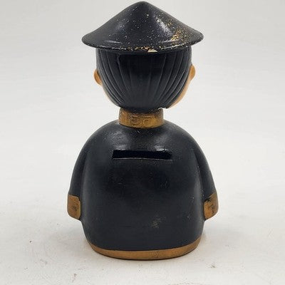 Asian Boy Bobblehead Bank Composition Figurine 6.5" x 2.5" Vintage 1960s Japan