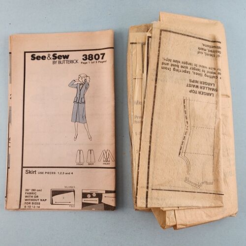 See & Sew 3807 Vintage 70s Sewing Pattern Misses Jacket & Skirt Size B 14-18