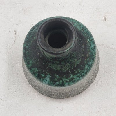 Studio Art Pottery Stoneware Small Bud Vase Green Over Gray 2.75"d x 3"h