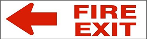 FIRE EXIT Left Arrow Decal Vinyl Adhesive Press On Safety Sign Pressure Sensitive 2.25" x 9" PD-2622